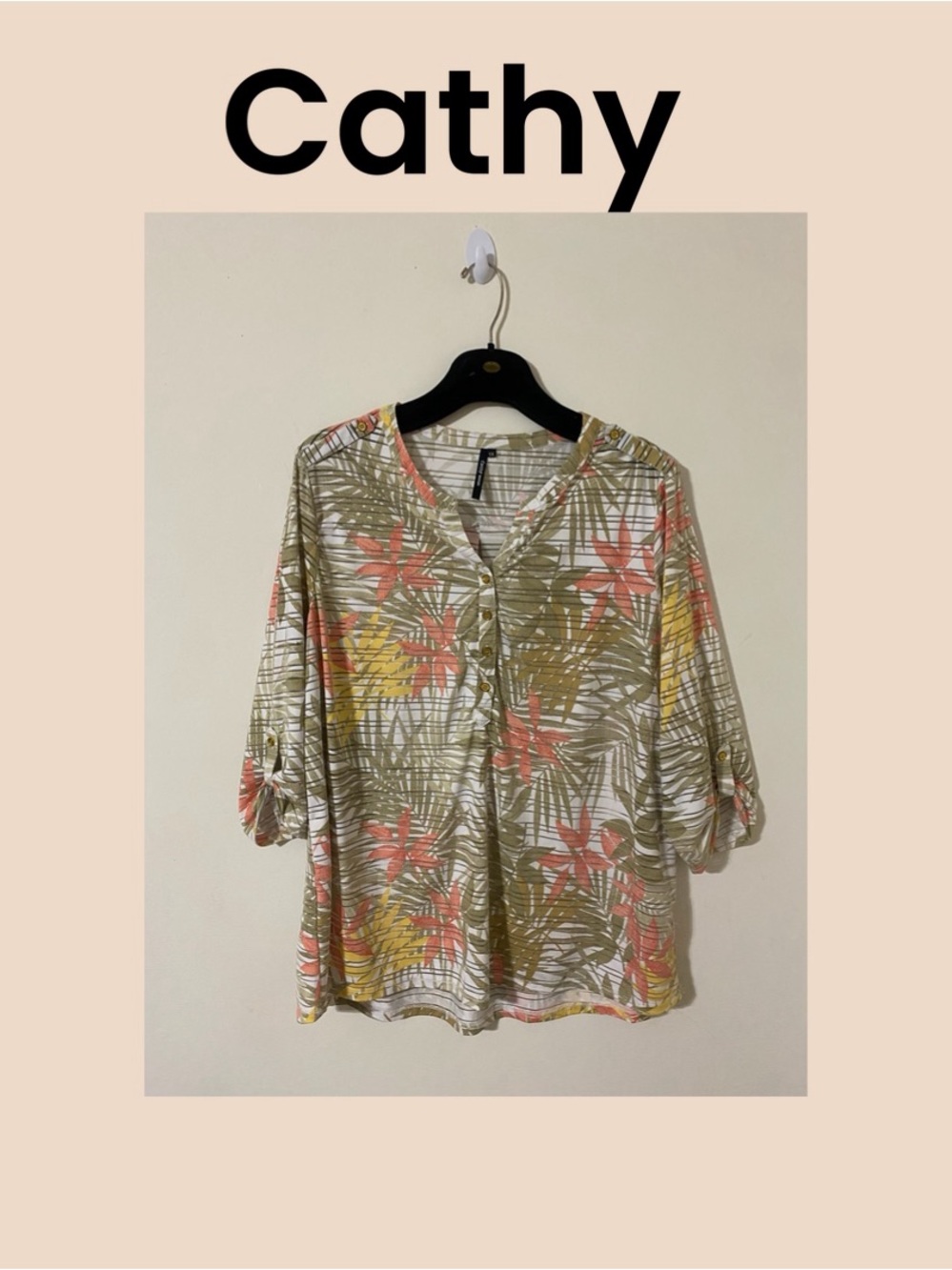 Cathy Women 3/4 Sleeve Blouse Size 1X